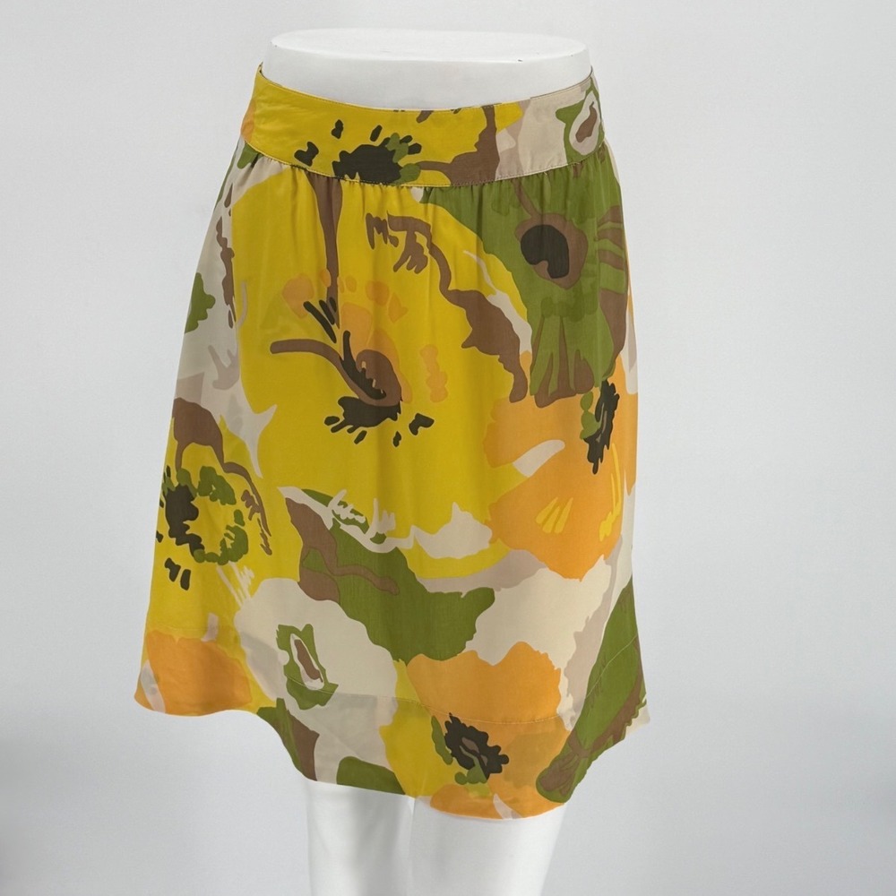 New York & Co Yellow Floral A Line Mini Skirt 12 Resortwear Vacation Chic 100-61 - Picture 13 of 14